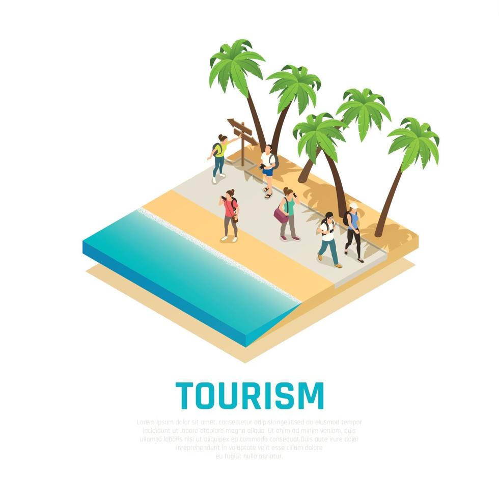 Travel People Isometric Composition Vector Illustration