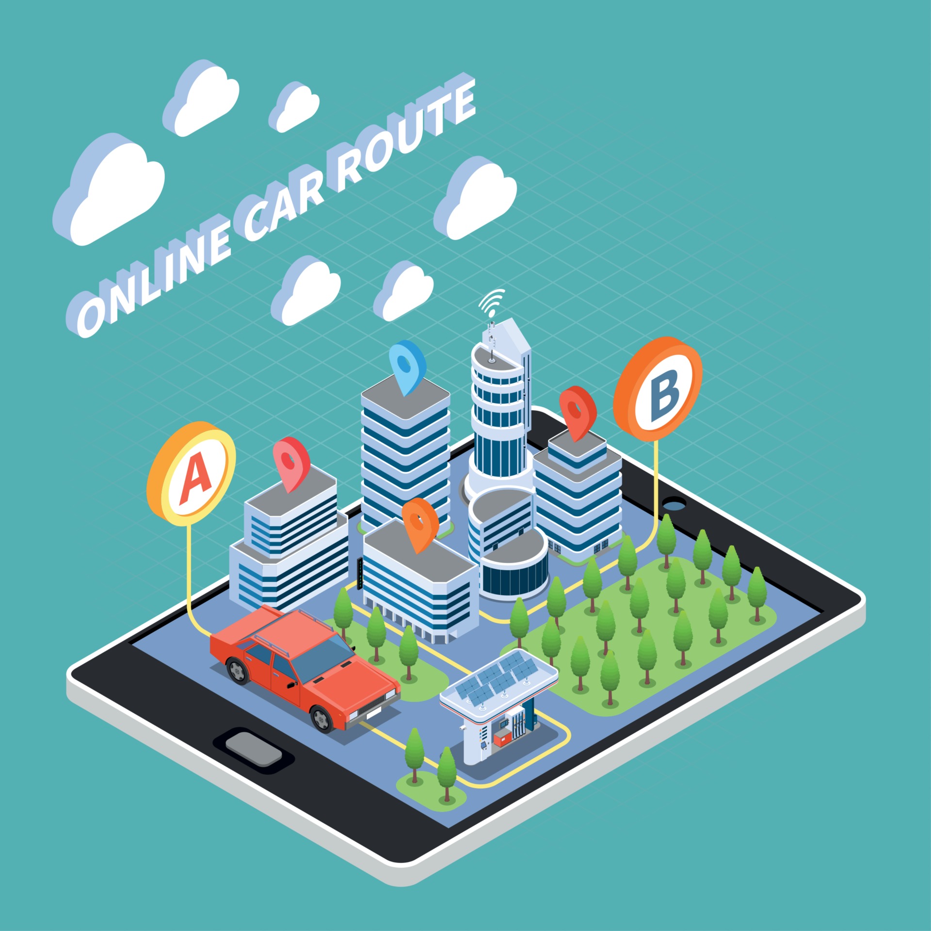 Carsharing Isometric Composition Vector Illustration 2908655 Vector Art ...