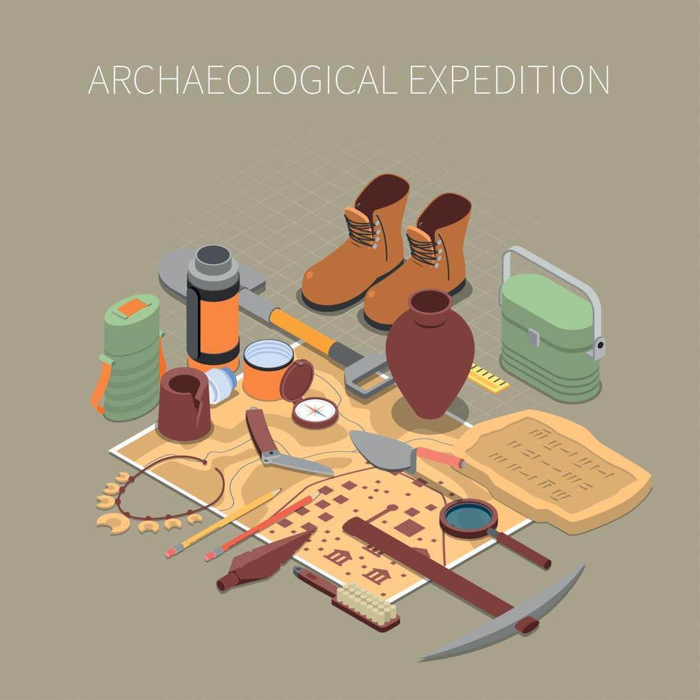 Ilustración de vector de concepto de expedición arqueológica