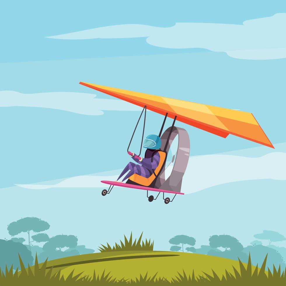 Skydiving Sport Flat Poster Vector Illustration