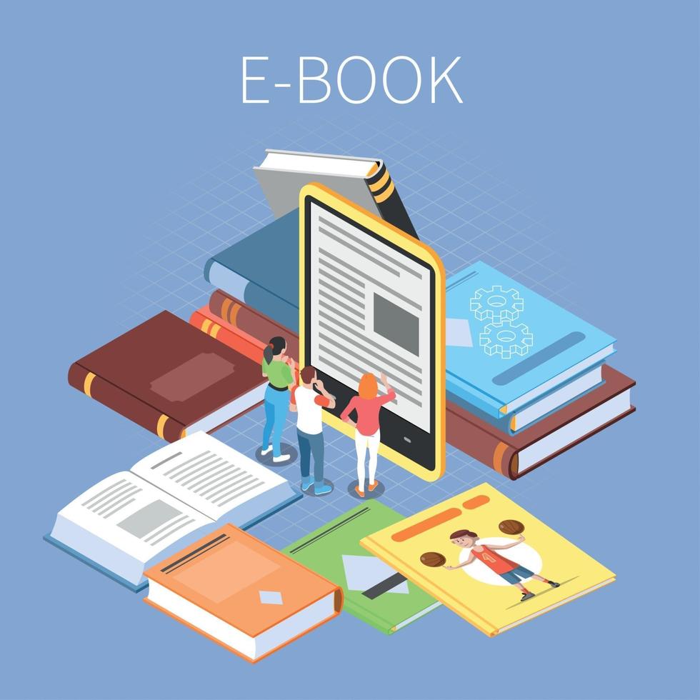 Library Isometric Concept Vector Illustration