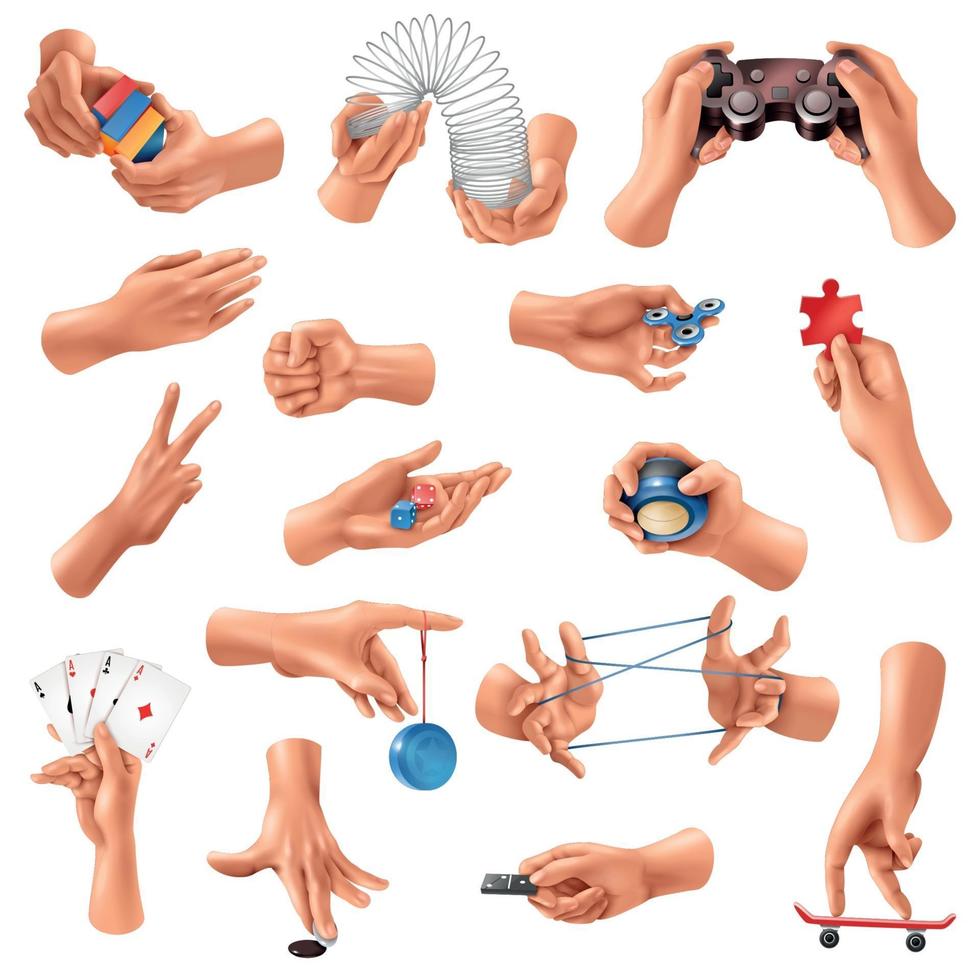 Hand Games Set Vector Illustration