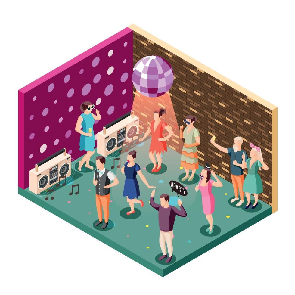 Photo Booth Props Isometric Composition Vector Illustration