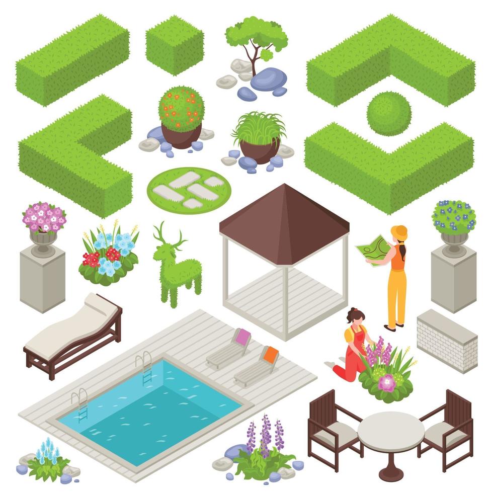 Landscape Design Set Vector Illustration