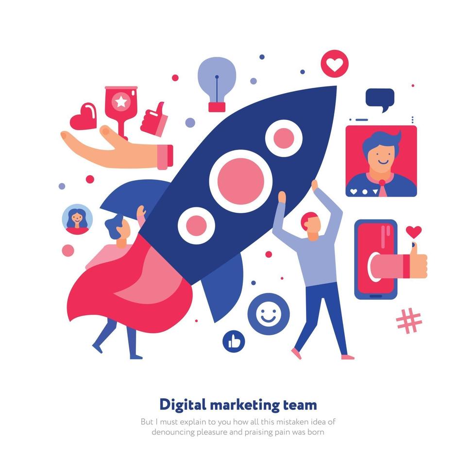 Digital Marketing Team Illustration Vector Illustration