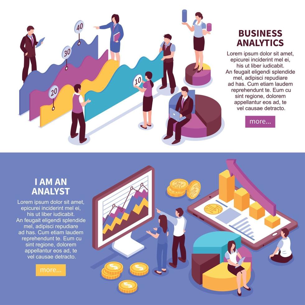 Business Analyst Banners Set Vector Illustration