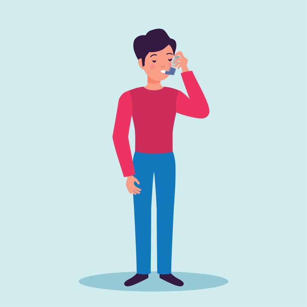 Asthma Patient Flat Character Vector Illustration