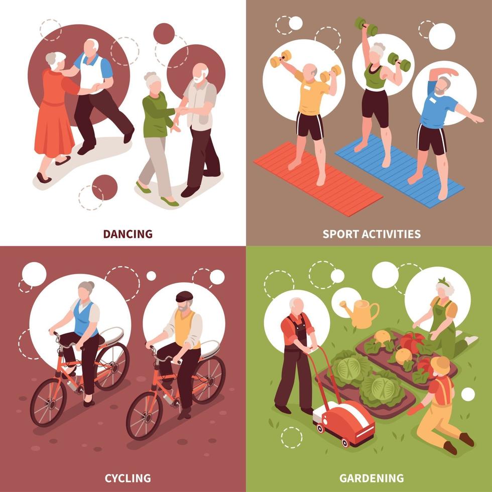 Senior People Concept Icons Set Vector Illustration