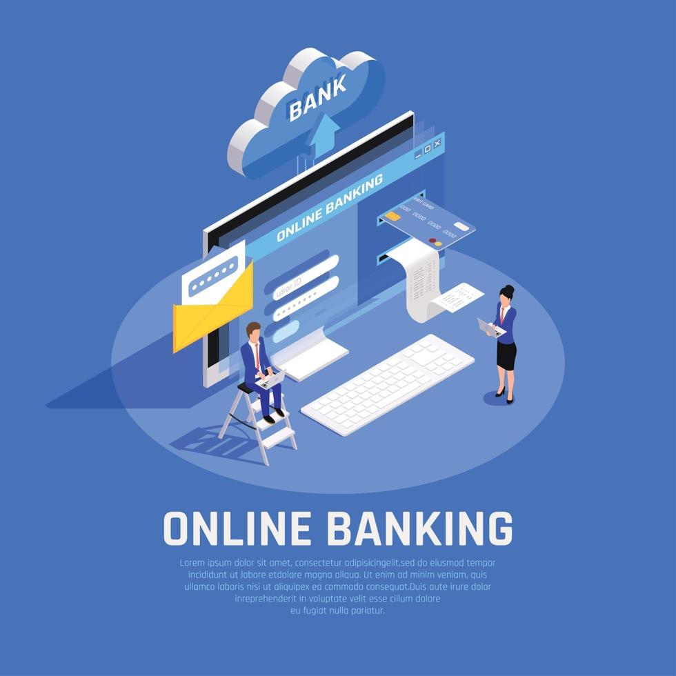 Online Banking Isometric Composition Vector Illustration