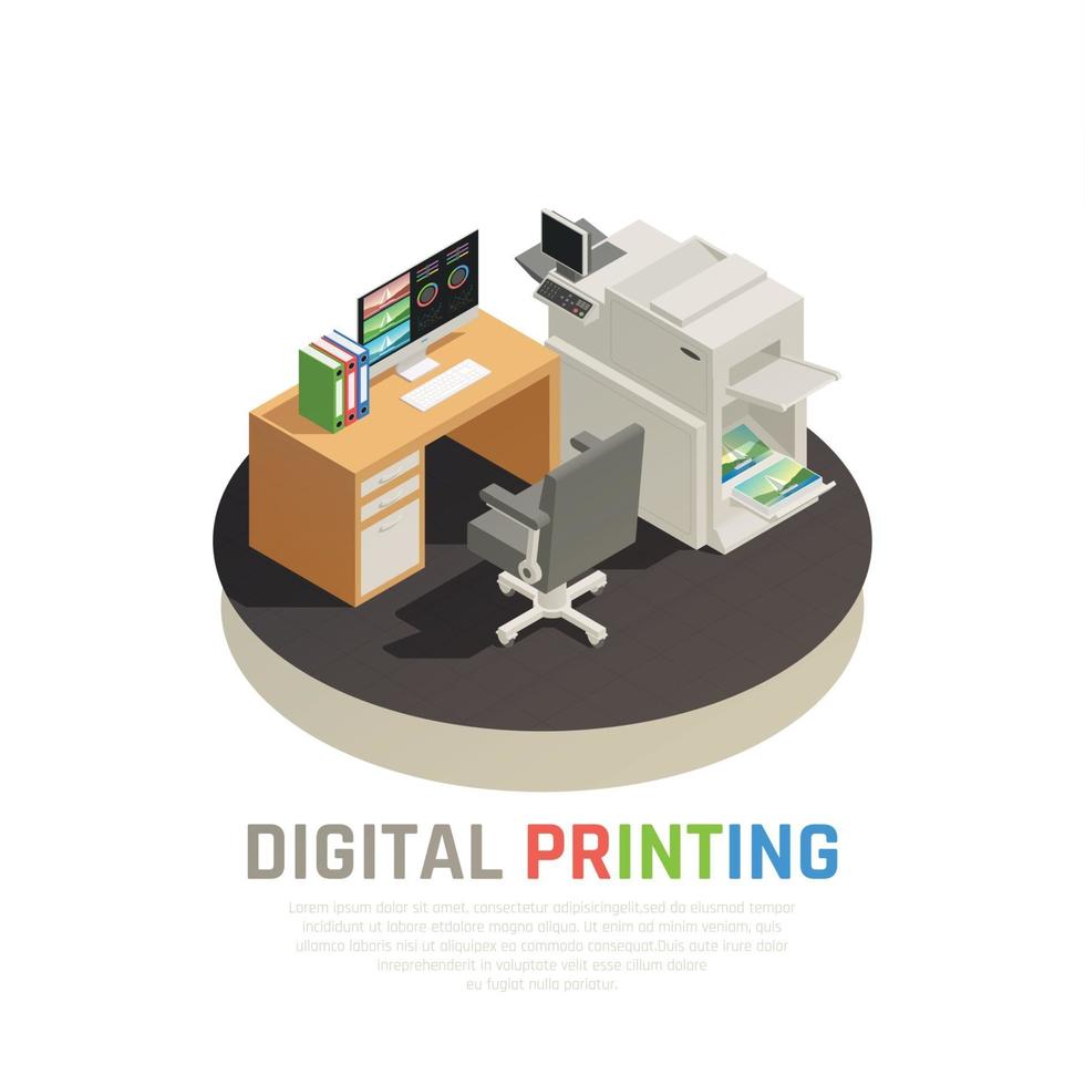 Printing House Isometric Composition Vector Illustration