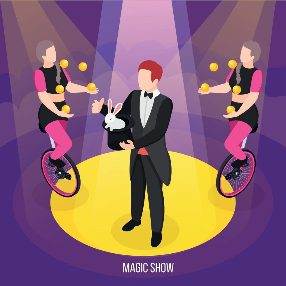 Street Artists Magic Show Composition Vector Illustration