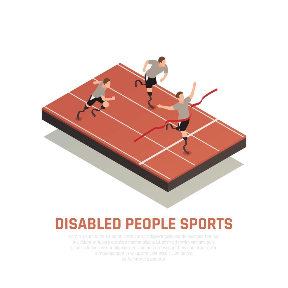 Ilustración de vector de composición isométrica de deporte discapacitado