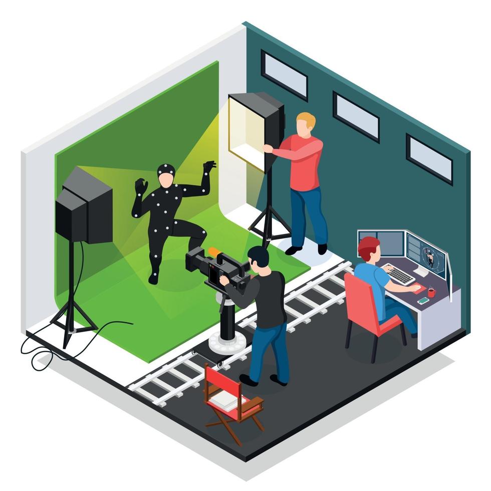 Cinema Motion Capture Isometric Composition Vector Illustration