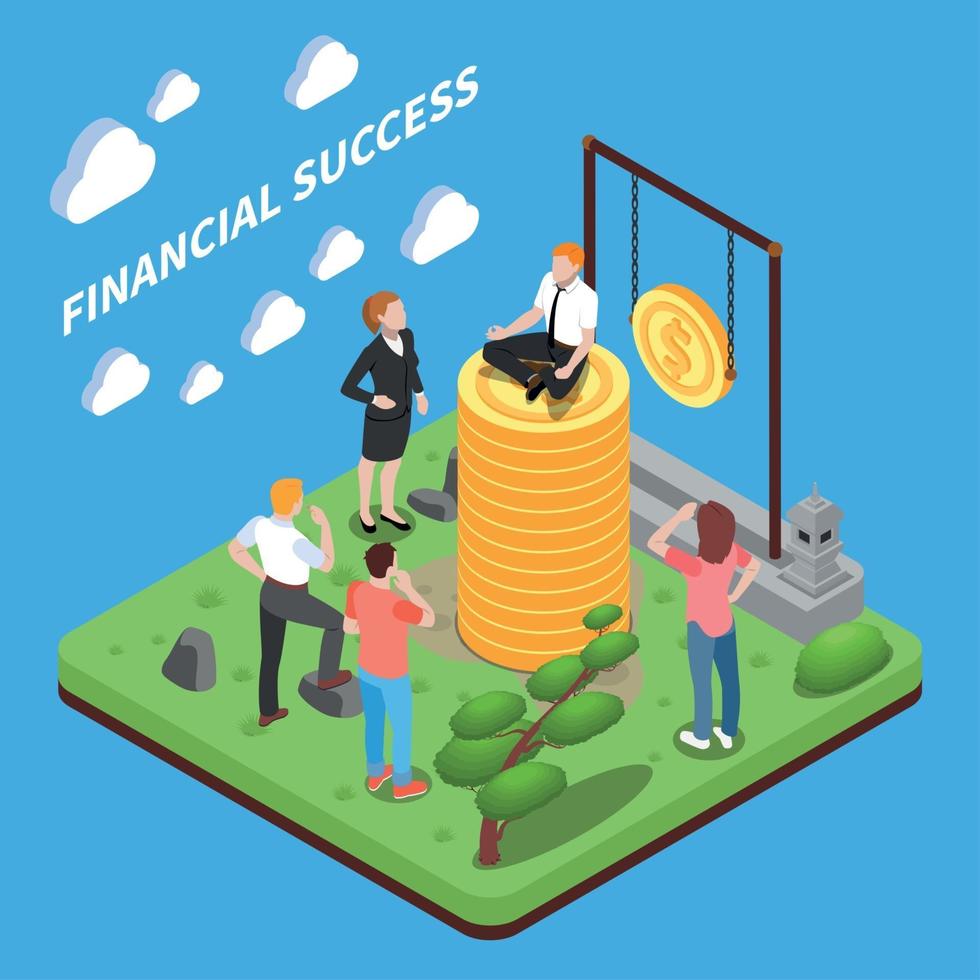 Financial Succes Isometric Composition Vector Illustration