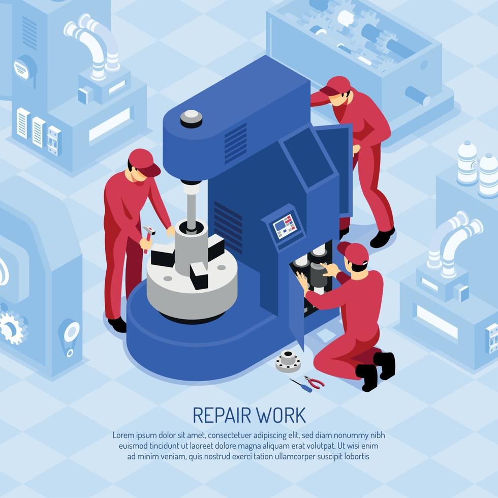 Mechanics Isometric Illustration Vector Illustration