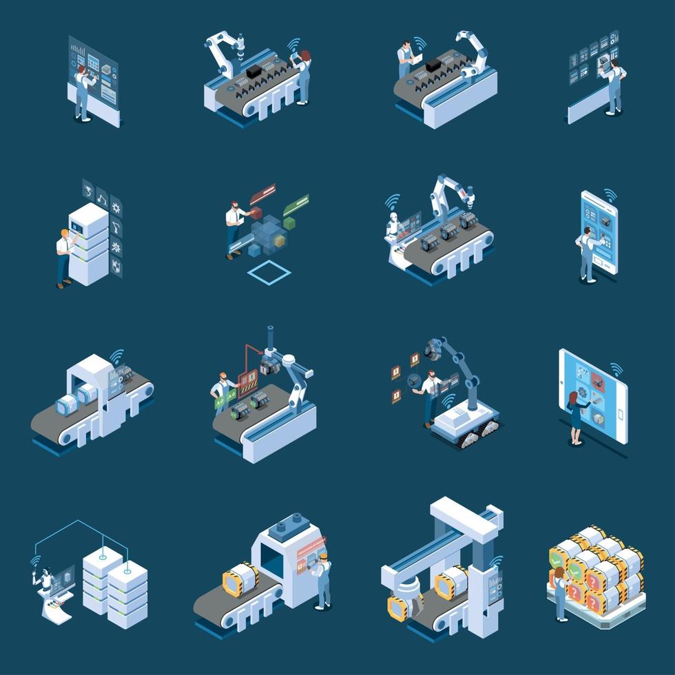 Smart Industry Isometric Icons Vector Illustration