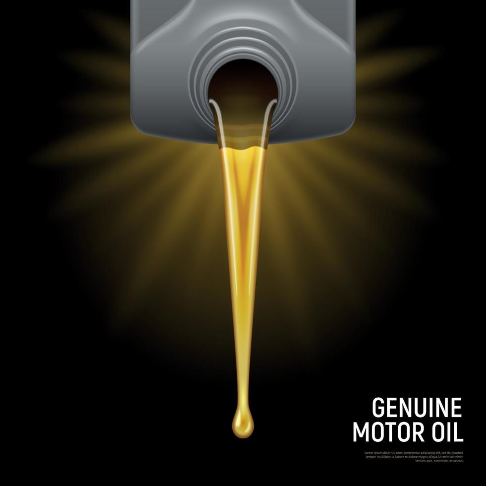 Ilustración de vector de fondo negro de aceite de motor realista