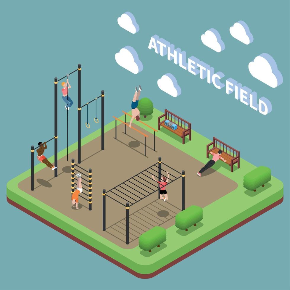 Athletic Field Isometric Composition Vector Illustration