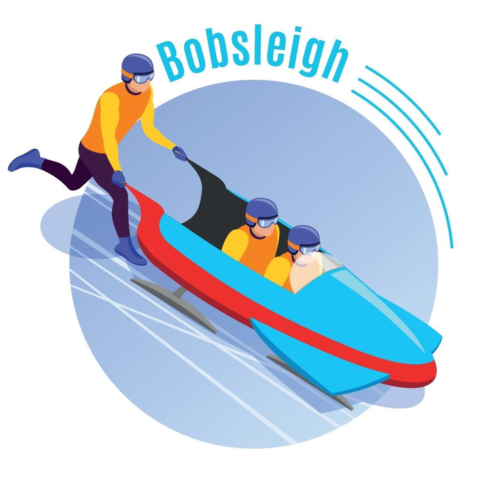 Bobsleigh Round Background Vector Illustration