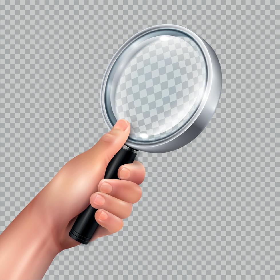 Magnifying Glass Hand Realistic Vector Illustration