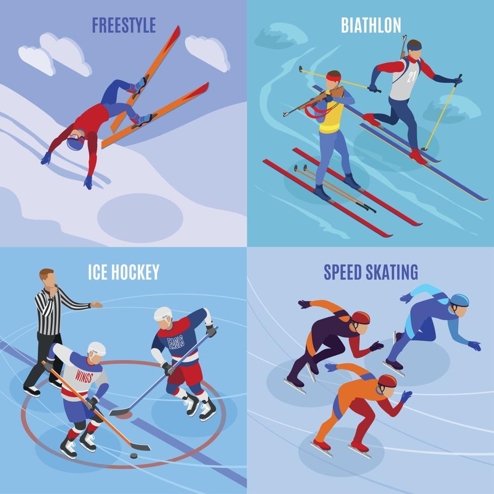 Ilustración de vector de concepto de diseño de deportes de invierno 2x2