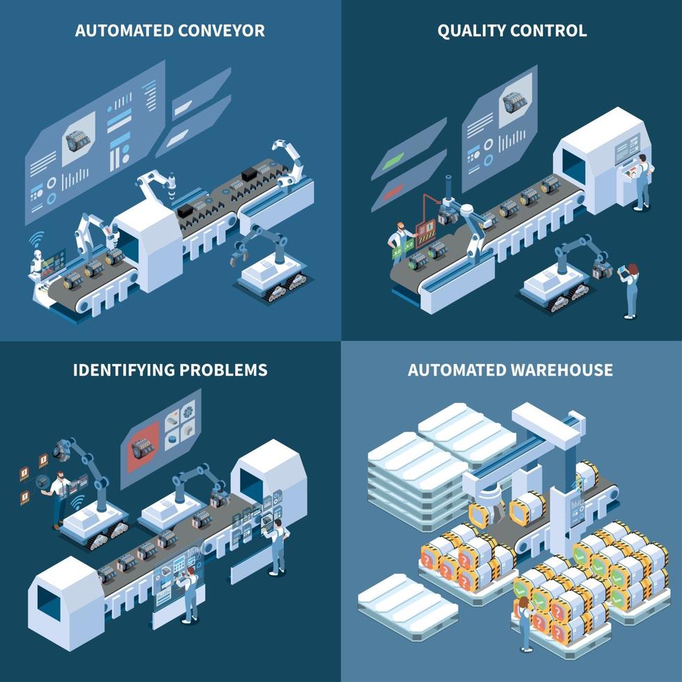 Intelligent Manufacturing Isometric Design Concept Vector Illustration