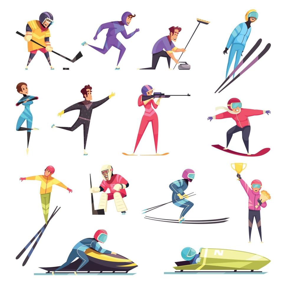 deportes de invierno conjunto ilustración vectorial vector