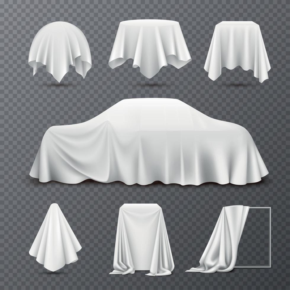 Cloth Covered Objects Transparent Set Vector Illustration