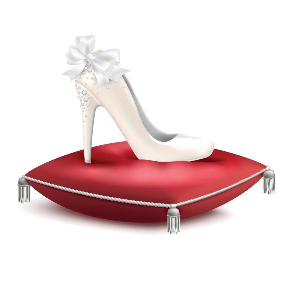 Princess Shoe Pillow Realistic Composition Vector Illustration