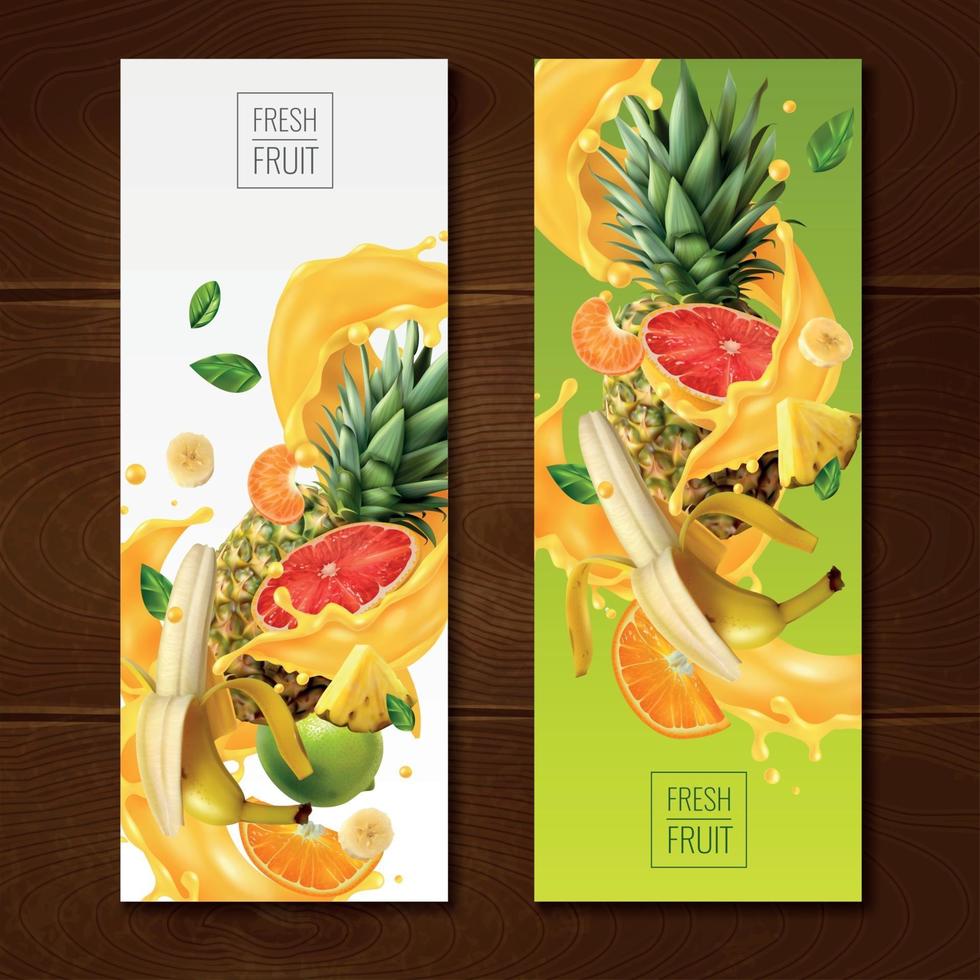 Fruity Vertical Banners Set Vector Illustration