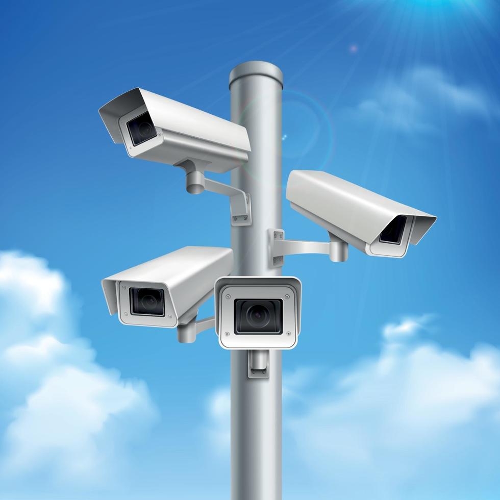 Security Cameras Realistic Composition Vector Illustration