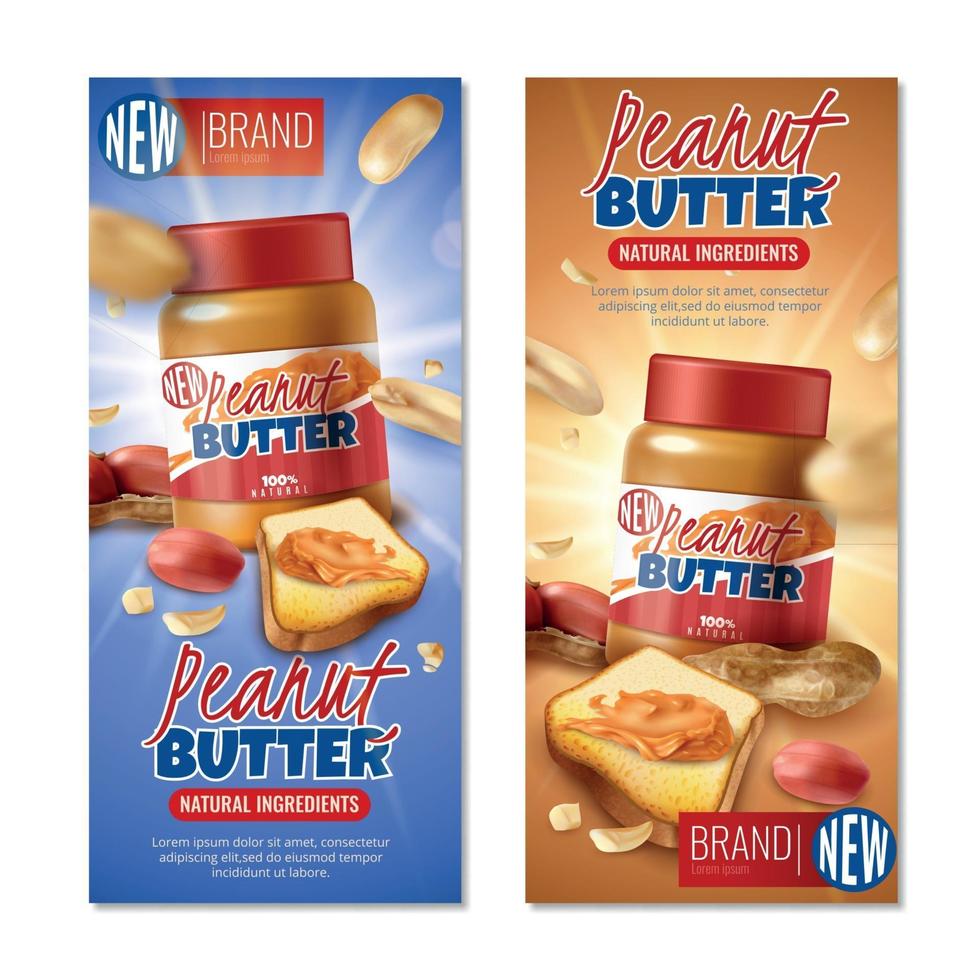 Peanut Butter Vertical Banners Vector Illustration