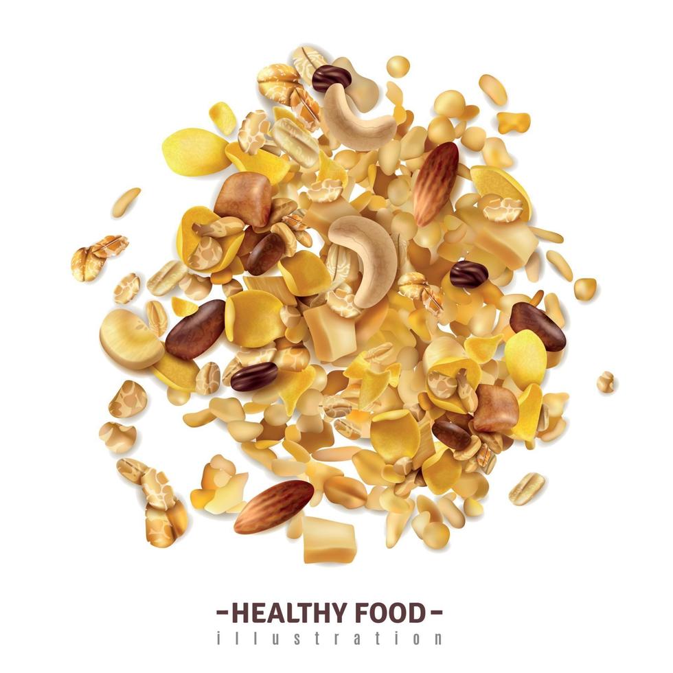 Realistic Granola Food Composition Vector Illustration 2909033 Vector