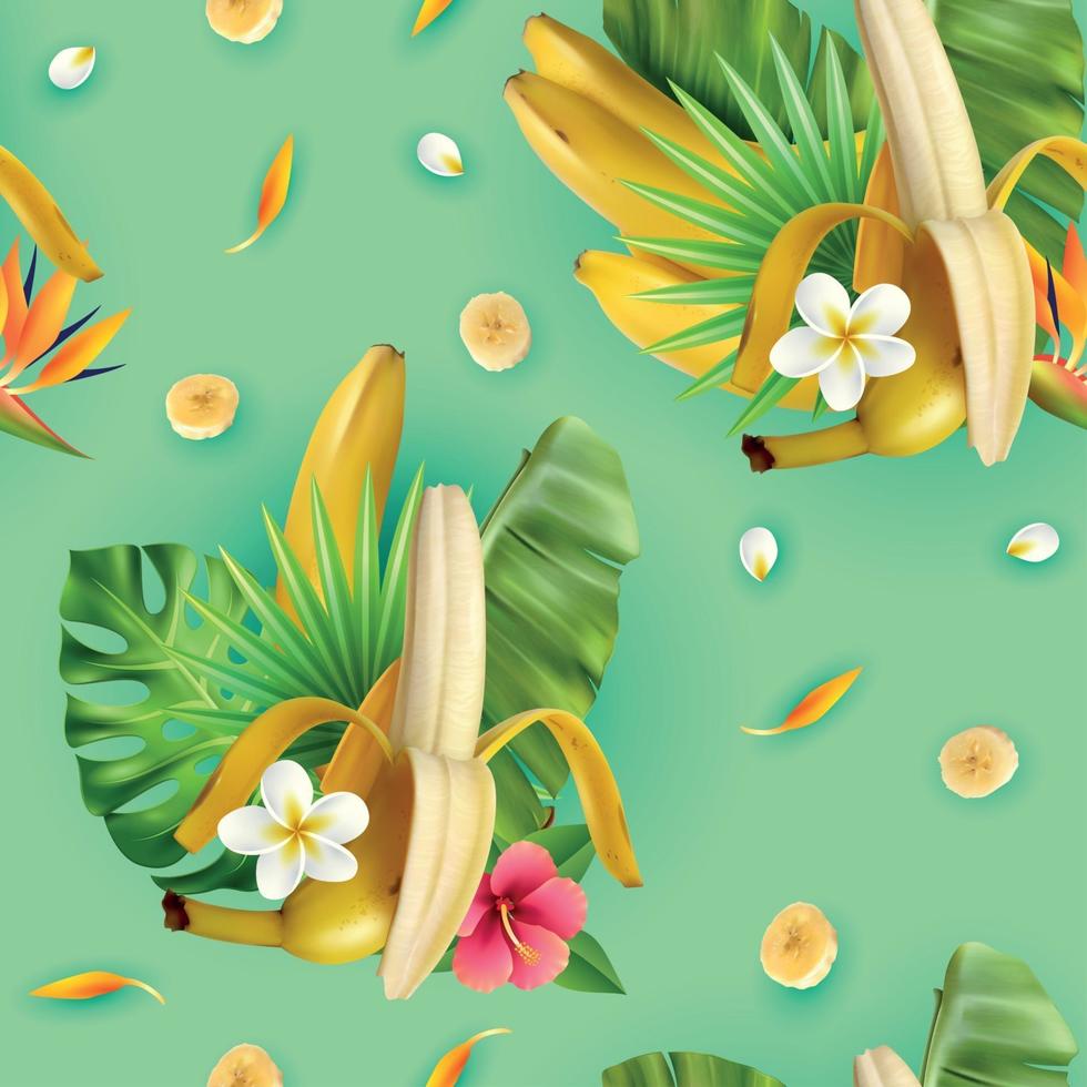 Tropical Plants Banana Pattern Vector Illustration