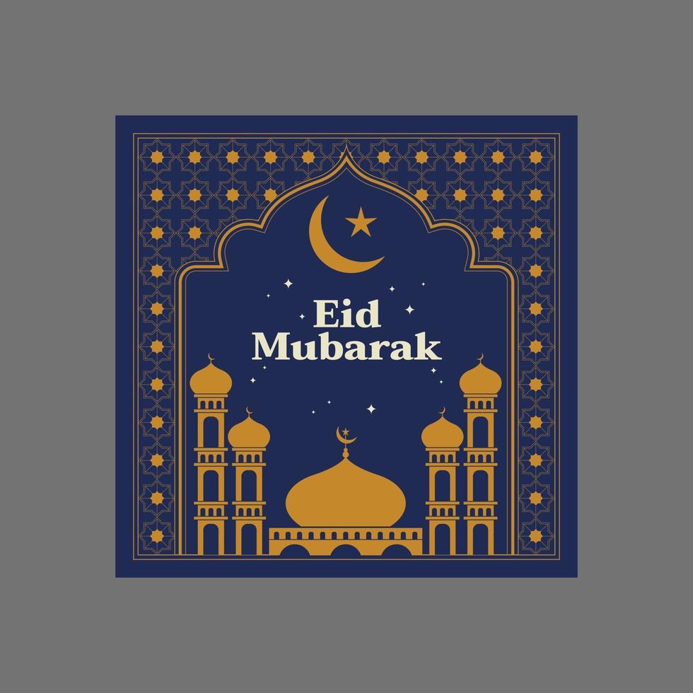 redes sociales eid mubarak post plantilla de diseño gráfico islámico vector