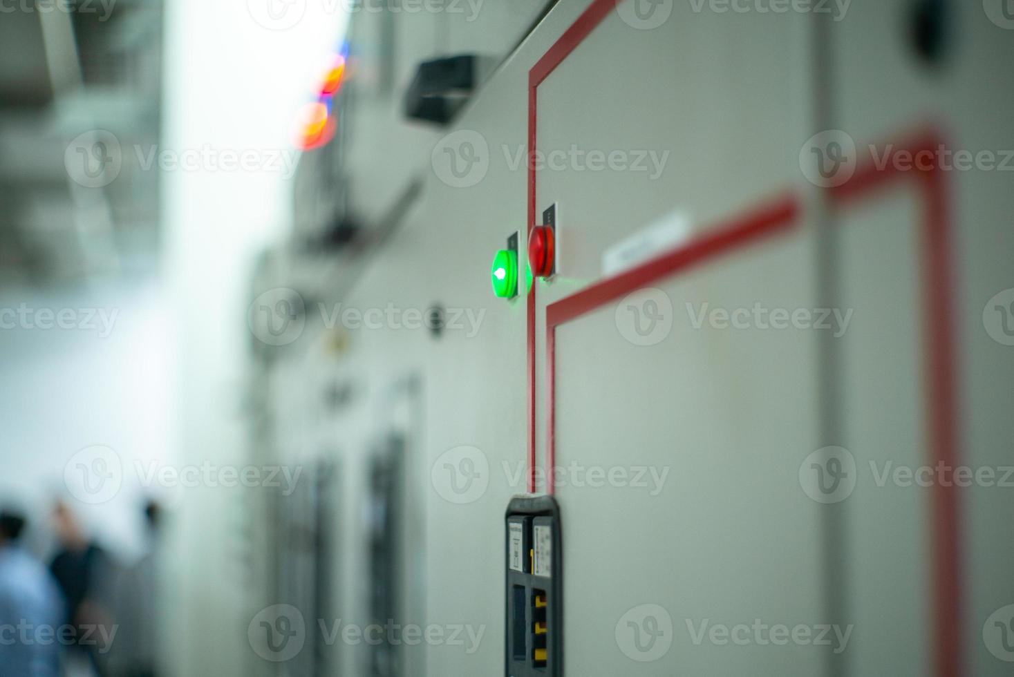 Closeup lighting indicator on the control carbinet in the electrical room photo