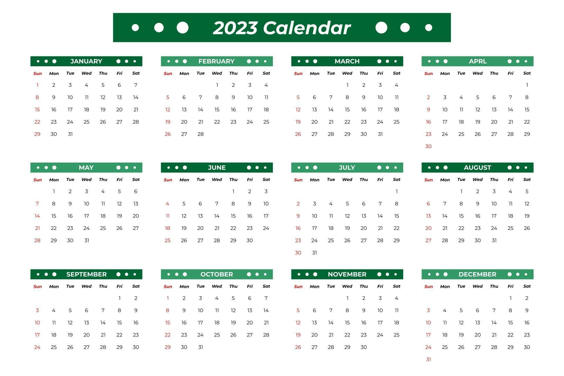 2023 Calendar Vector 2023 Calender