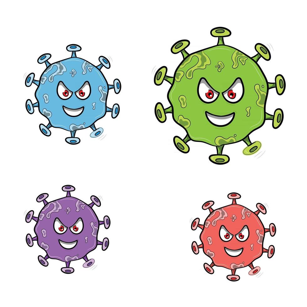 Angry Virus Cartoon Character Corona vector