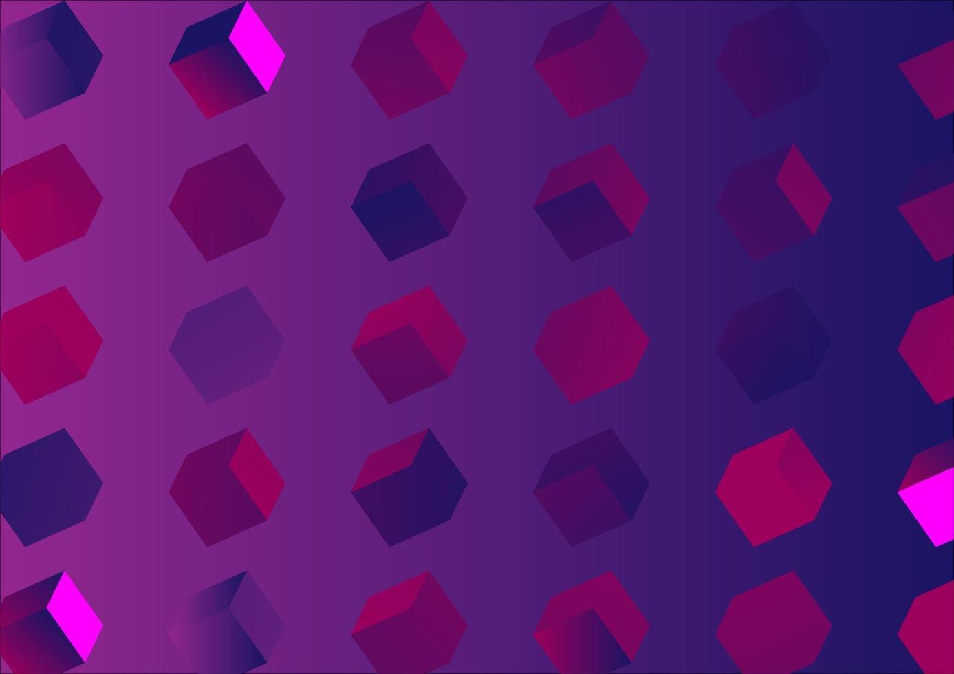 Realistic cubes on screen. Abstract gradient background. Geometric pattern design vector