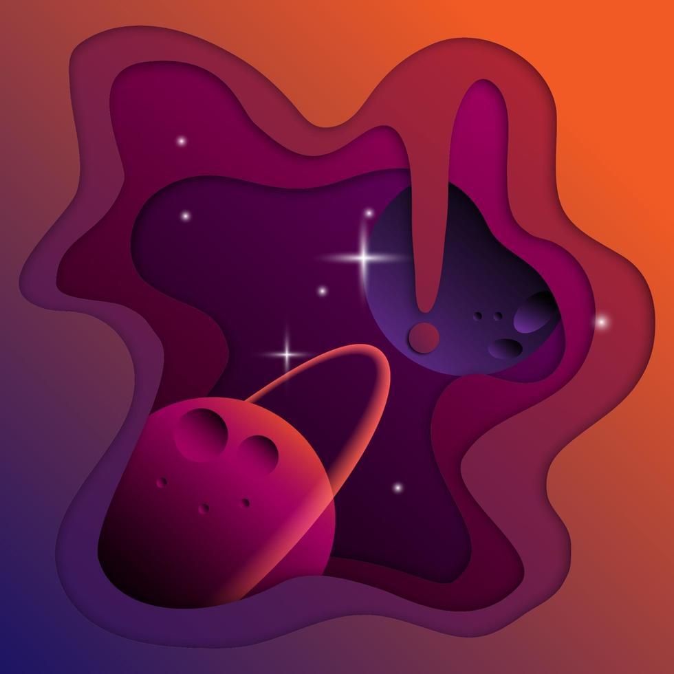 Planet papercut background. Vector illustrator