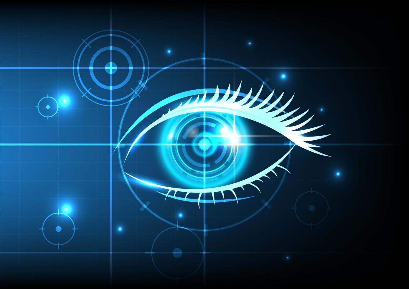 Science fiction interface. Futuristic technology of eye cyber security concept. Abstract hi speed digital internet background. Motion move and target locked vector