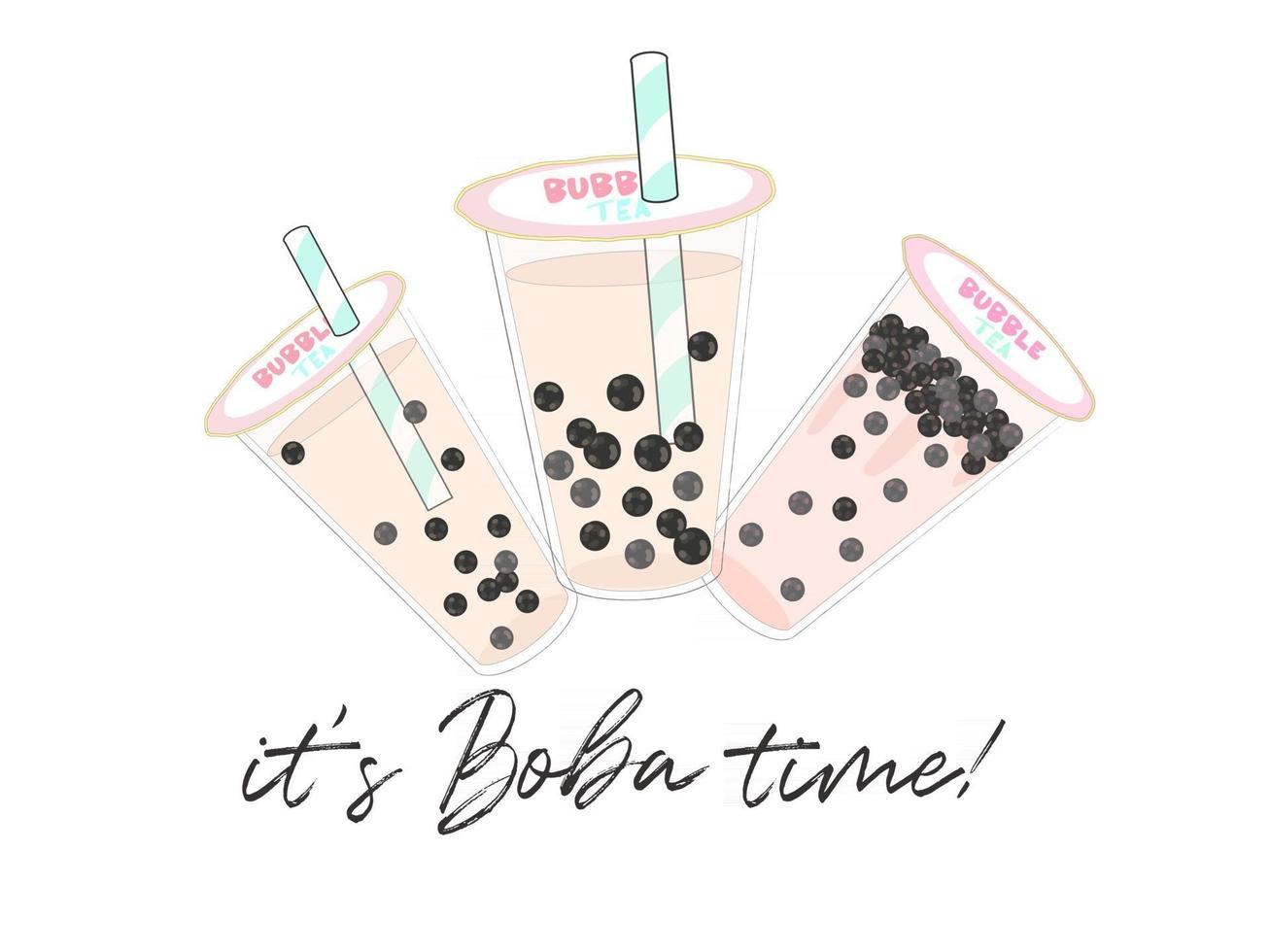 Bubble milk tea design collection,Pearl milk tea , Boba milk tea, Yummy drinks, coffees with doodle style banner,  Vector illustration.