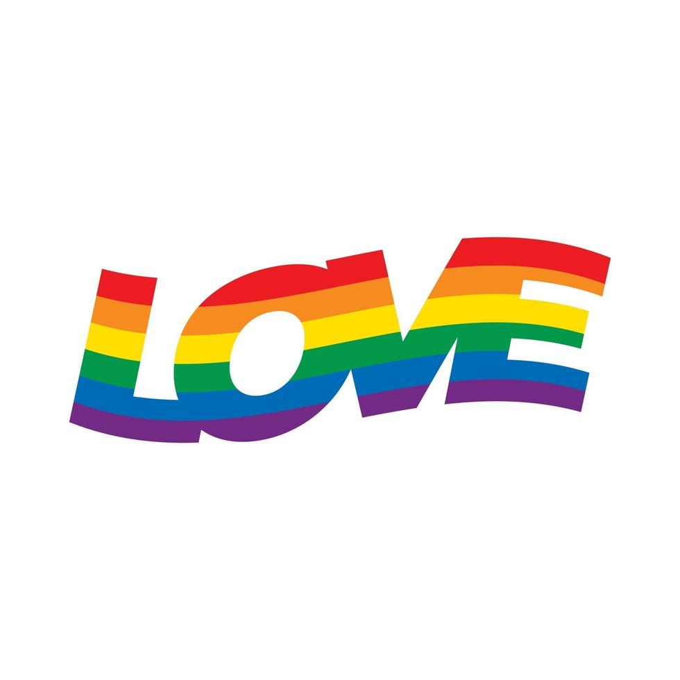 Love, Pride month rainbow flag typography with pride rainbow. vector