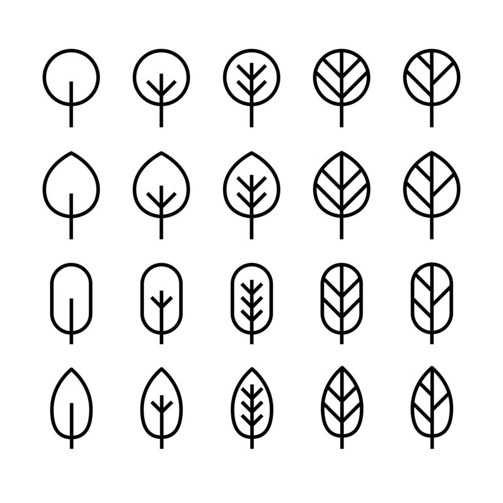 Set of minimal leaf line icon. vector