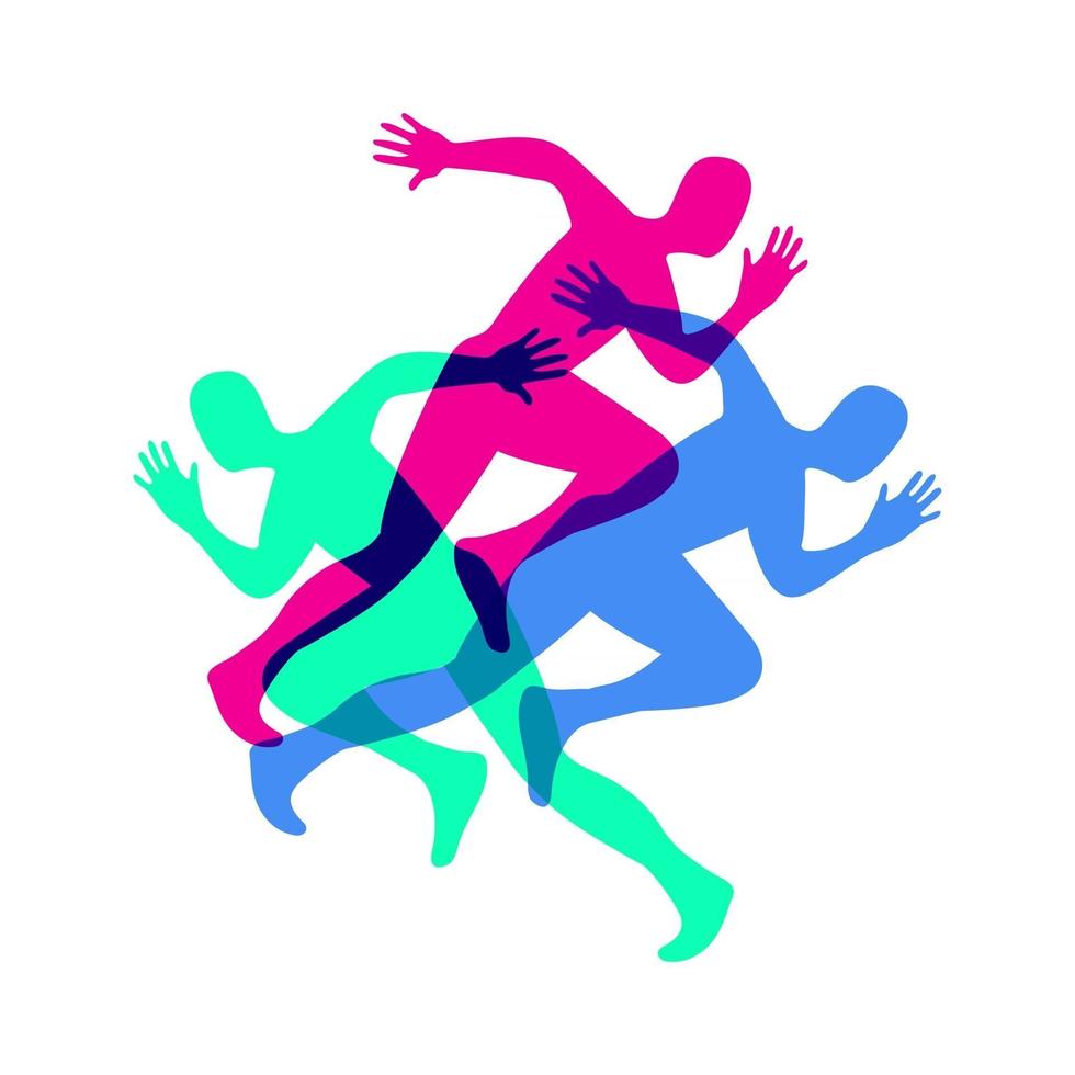 Silhouette of a running man. Sport colorful poster. vector