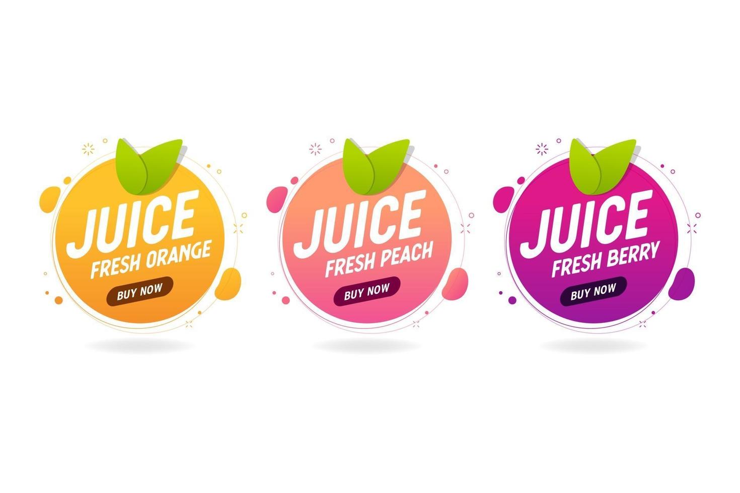 banner de jugo de fruta fresca. Plantilla de diseño de jugo saludable de naranja, baya, melocotón. vector