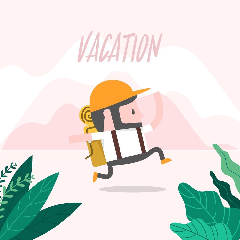 The man running to vacation. vector