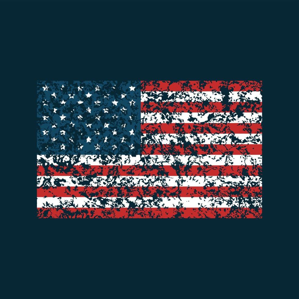 Grunge American flag on dark blue background. vector