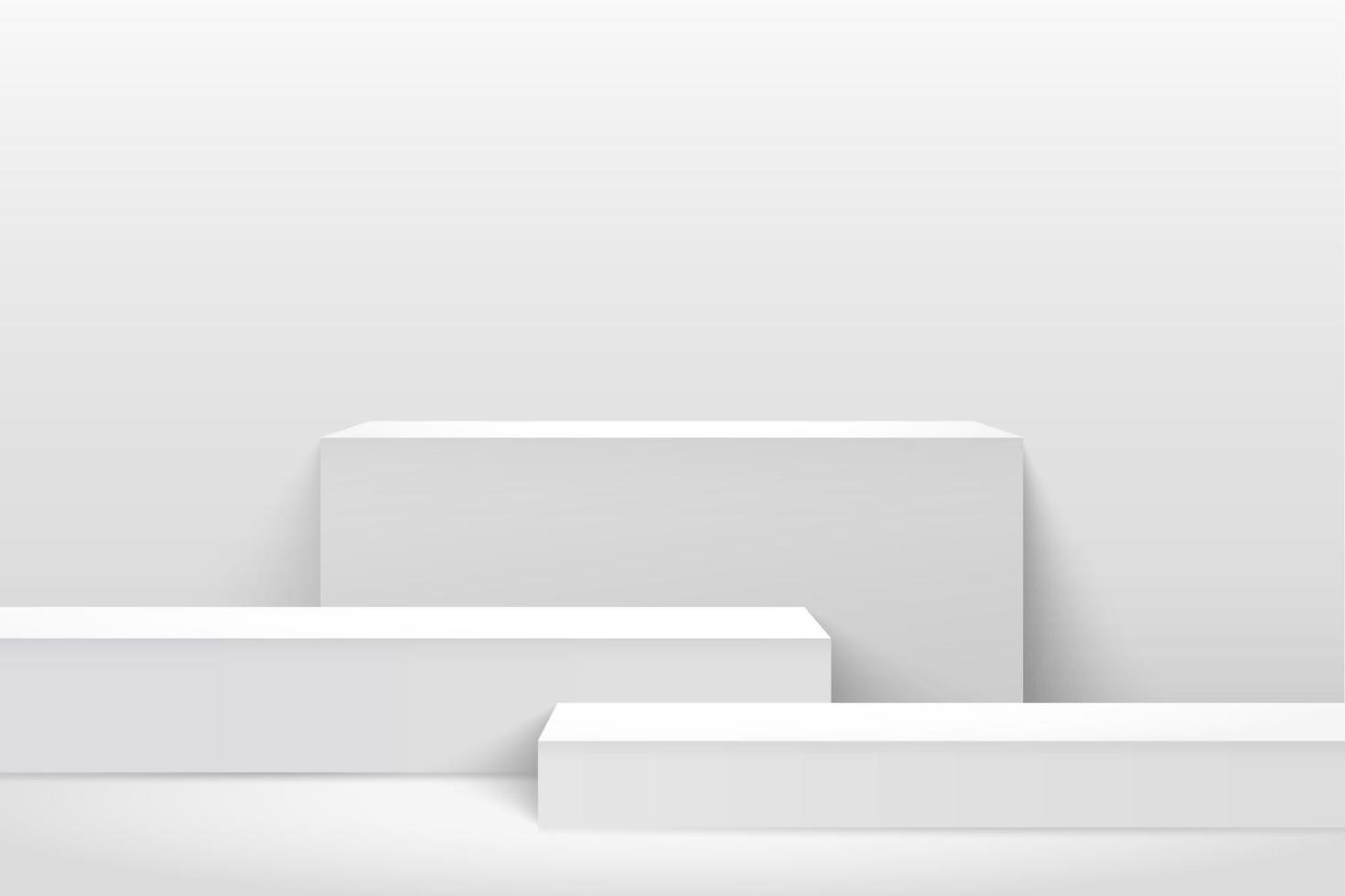 Abstract vector rendering 3D shape for products display presentation. Modern white and gray cube step pedestal podium, empty room background. Minimal wall scene studio room concept. vector eps10
