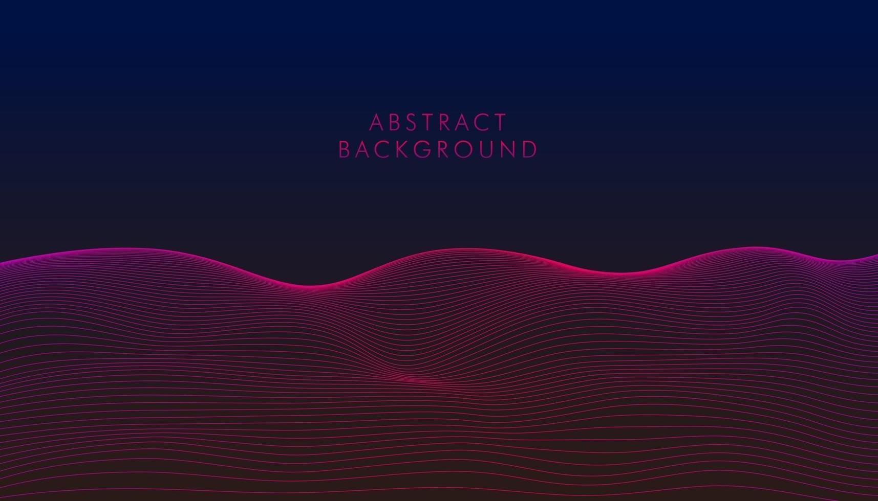 Abstract futuristic wave science, technology banner with magenta glowing line grid on dark purple background. Modern tech design. Vector illustration.